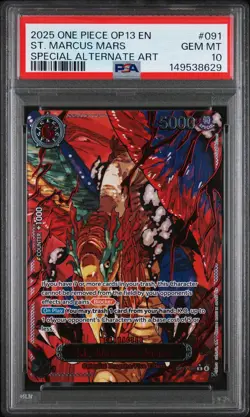 PSA 10 - One Piece St. Marcus Mars Special Alt Art Rare OP13-080 RED LETTERS - Image 1