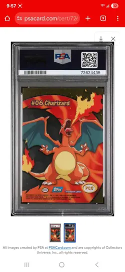 PSA 10 CHARIZARD 2000 TOPPS Pokemon PC3 Clear Vinyl Card Gem Mint - Image 2