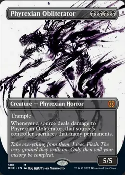 1x (308) Phyrexian Obliterator - FOIL - BORDERLESS ICHOR MTG Phyrexia: All Will - Image 1