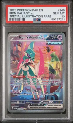 Pokemon TCG Iron Valiant ex 249/182 Pardox Rift Special Illustration PSA 10 - Image 1