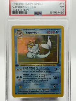 1999 POKEMON JUNGLE SET - #12 VAPOREON [1ST EDITION] HOLO - PSA 7 - Image 2