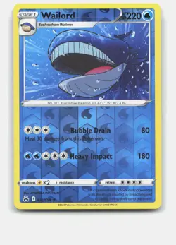 Wailord 032/159 Rare Crown Zenith Pokemon Reverse Holo Near Mint - Image 1