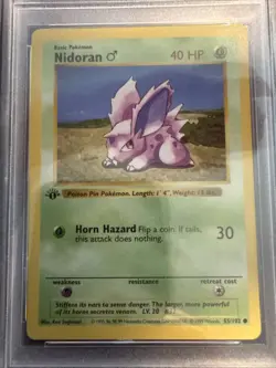 Nidoran - 1st Edition Shadowless Base Set - 55/102 - PSA 9 - 1999 Pokemon - Image 3