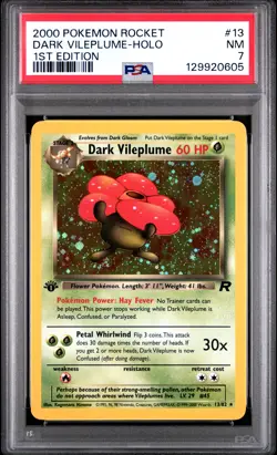 2000 POKEMON ROCKET 1ST EDITION #13 DARK VILEPLUME-HOLO PSA 7 - Image 1