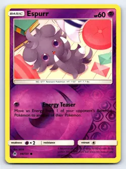 Espurr 44/131 Common Forbidden Light Pokemon Reverse Holo Near Mint - Image 1