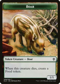 Boar MTG Throne of Eldraine Token NM x4 (1/1 Food) - Magic Card - Image 1