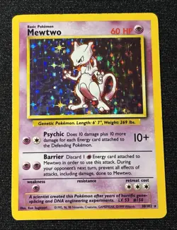 Mewtwo 10/102 Holo Base Set 1999 WOTC MP Vintage Pokemon TCG Card - Image 3