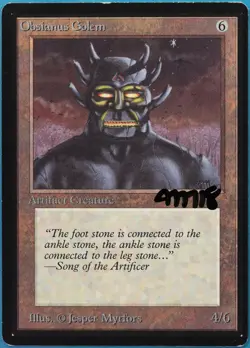 Obsianus Golem Beta PLD Artifact Uncommon SIGNED MTG CARD (ID# 521267) ABUGames - Image 1