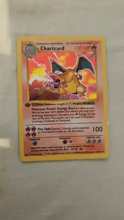 1st Edition Shadowless Charizard 4/102 Base Set Holo Pokemon Card - Image 3