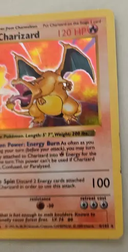 1st Edition Shadowless Charizard 4/102 Base Set Holo Pokemon Card - Image 5