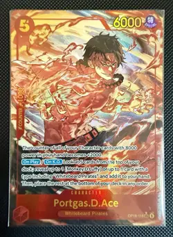 Bandai Portgas.D.Ace One Piece OP16-118 Secret Rare Foil Alt Art ENG 6000 Power - Image 1