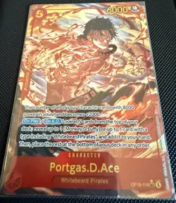 Bandai Portgas.D.Ace One Piece OP16-118 Secret Rare Foil Alt Art ENG 6000 Power - Image 3