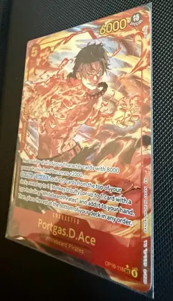 Bandai Portgas.D.Ace One Piece OP16-118 Secret Rare Foil Alt Art ENG 6000 Power - Image 5