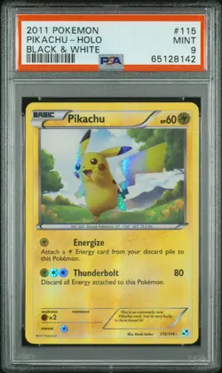 PSA 9 Mint Pikachu 115/114 Pokemon 2011 Black & White Base Set Holo Secret Rare - Image 1
