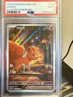 2025 Pokemon Mega Evolution Illustration Rare Holo Vulpix PSA 9 #138/132 - Image 1