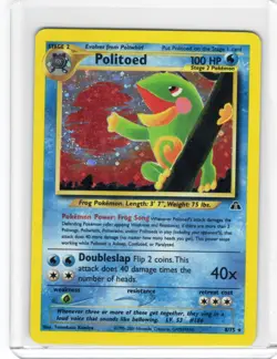 (Swirl) Pokemon TCG Vintage Politoed Holo Rare Card Neo Discovery 8/75 MP - Image 1