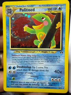 (Swirl) Pokemon TCG Vintage Politoed Holo Rare Card Neo Discovery 8/75 MP - Image 2