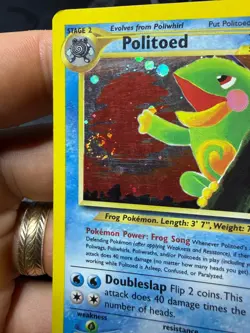 (Swirl) Pokemon TCG Vintage Politoed Holo Rare Card Neo Discovery 8/75 MP - Image 3