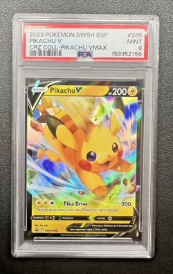 2023 PSA 9 Pokemon Pikachu V BSP SWSH285 Black Star Promo Card Crown Zenith Coll - Image 1