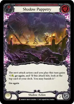 Flesh and Blood TCG Card Single Shadow Puppetry Unlimited Edition NF Monarch NM - Image 1