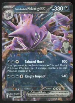Team Rocket's Nidoking ex 119/182 Double Rare Destined Rivals Pokemon Holo NM - Image 1