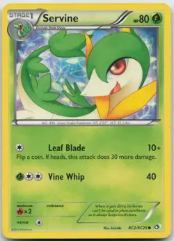 Pokemon Servine Common Holo RC2/RC25 Legendary Treasures: Radiant Collection MP - Image 1
