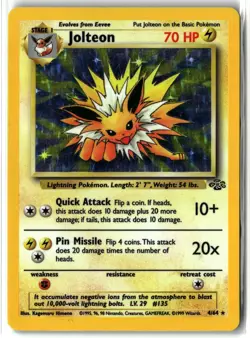 1999 Jolteon ⭐ 4/64 Unlimited Holo WOTC Vintage Rare Jungle Pokemon LP/MP - Image 1