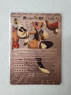 Mega Lopunny EX 370hp Rose Gold Foil Pokemon Fan Art Collectible Card - Image 1