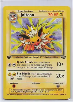 Jolteon 20/64 Rare Jungle Pokemon 1st Edition Moderately Played - Image 1