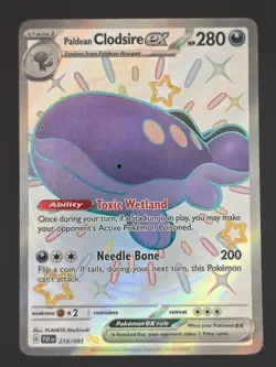 Paldean Clodsire ex 219/091 Shiny Ultra Rare Paldean Fates Pokemon Holo NM - Image 1