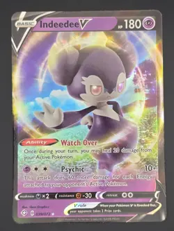 Indeedee V 039/072 Holo V Rare Shining Fates Pokemon Holo Near Mint - Image 1