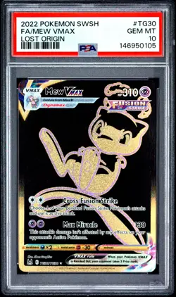 2022 POKEMON SWORD & SHIELD LOST ORIGIN #TG30 FULL ART/MEW VMAX PSA 10 - Image 1
