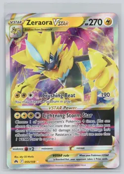 Zeraora VSTAR 055/159 Holo VSTAR Rare Crown Zenith Pokemon Lightly Played - Image 1