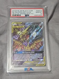 Pokemon TCG Moltres Zapdos Articuno GX SM210 Hidden Fate Promo PSA 10 - Image 1