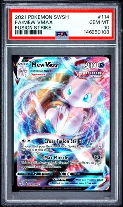 2021 POKEMON SWORD & SHIELD FUSION STRIKE #114 FA/MEW VMAX FUSION STRIKE PSA 10! - Image 1