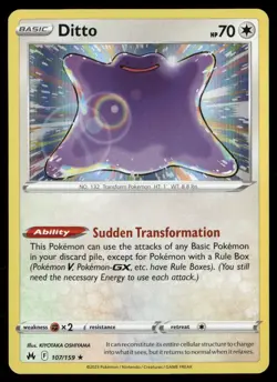 Ditto 107/159 Holo Rare Crown Zenith Pokemon NM/M - Image 1