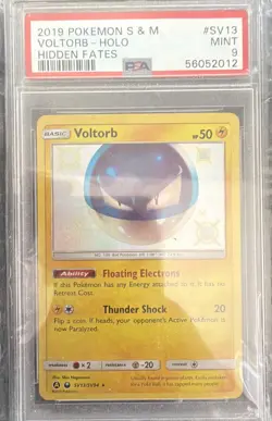 Pokemon Voltorb SV13/SV94 Shiny Holo Rare Hidden Fates Vault PSA 9 2019 - Image 1