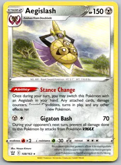 Aegislash 108/163 Rare Battle Styles Pokemon Near Mint - Image 1