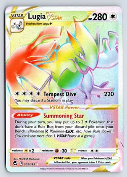 2022 Pokemon Lugia VSTAR Silver Tempest 202/195 Rainbow Rare Secret Holo Raw NM - Image 1
