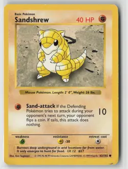Sandshrew 62/102 Common Base Set Shadowless Pokemon Unlimited Damaged - Image 1