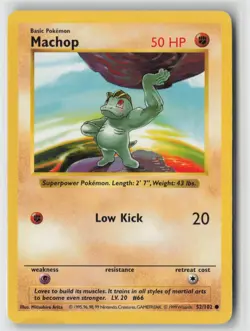 Machop 52/102 Common Base Set Shadowless Pokemon Unlimited Moderately Played - Image 1