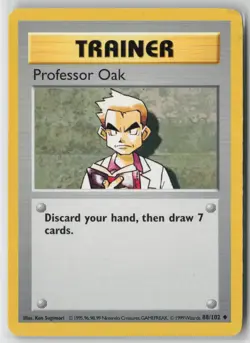 Professor Oak 88/102 Uncommon Base Set Shadowless Pokemon Unlimited MP - Image 1