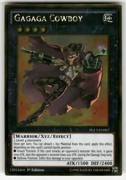 Gagaga Cowboy PGL3-EN067 Gold Rare Premium Gold: Infinite Gold NM Yu-Gi-Oh - Image 1