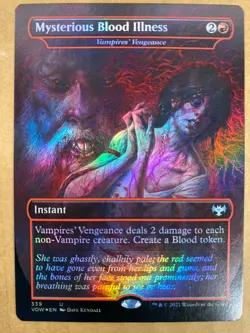 MTG 1x FOIL BORDERLESS Mysterious Blood Illness 339 Crimson Vow Magic the x1 NM - Image 1