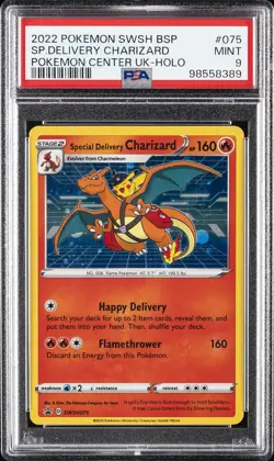 2022 POKEMON SWSH BLACK STAR PROMO #075 SPECIAL DELIVERY CHARIZARD-HOLO PSA 9 - Image 1
