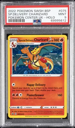 2022 POKEMON SWSH BLACK STAR PROMO #075 SPECIAL DELIVERY CHARIZARD-HOLO PSA 9 - Image 1
