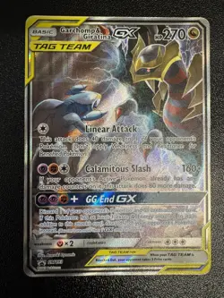 Garchomp & Giratina GX Tag Team ULTRA RARE Pokemon Promo Holo SM193 LP+ - Image 1