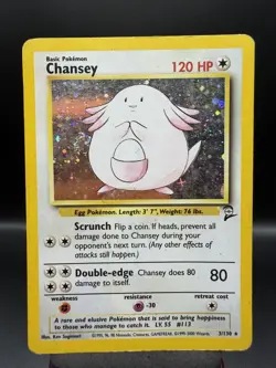 Chansey - 3/130 - Pokemon Base Set 2 🌀Swirl🌀 Holo Rare Card WOTC MP - Image 1