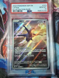 Pokemon TCG Surging Sparks Latios Card 203/191 Illustration Rare PSA 10 - Image 1