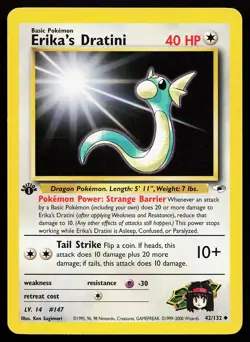 Erika's Dratini 42/132 1st Edition Uncommon Gym Heroes Pokemon Card - Image 1
